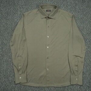 Kamakura Shirt Mens Large Green Wool Blend Active Fit Long Sleeve Button Japan